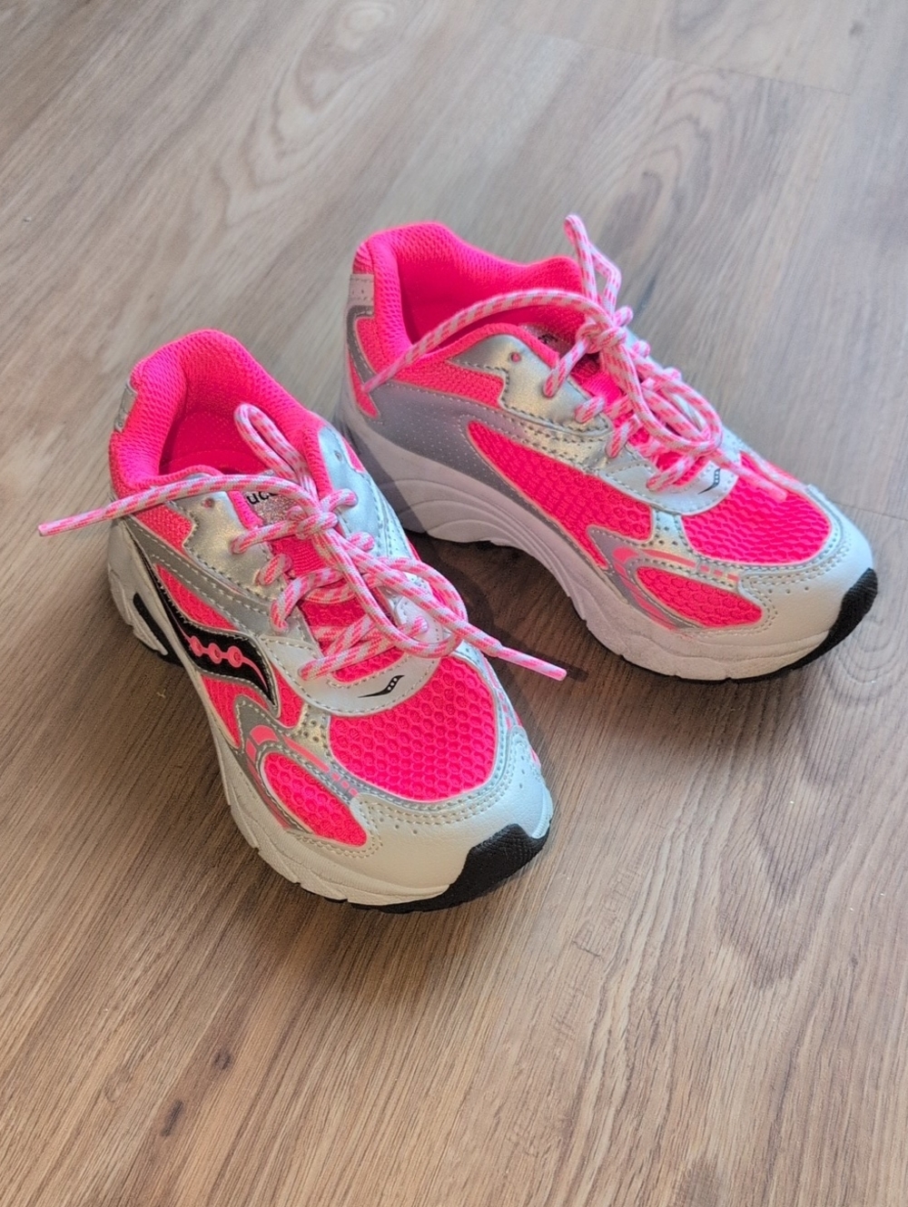 Saucony Girl's Hot Pink and Silver Athletic Sneakers